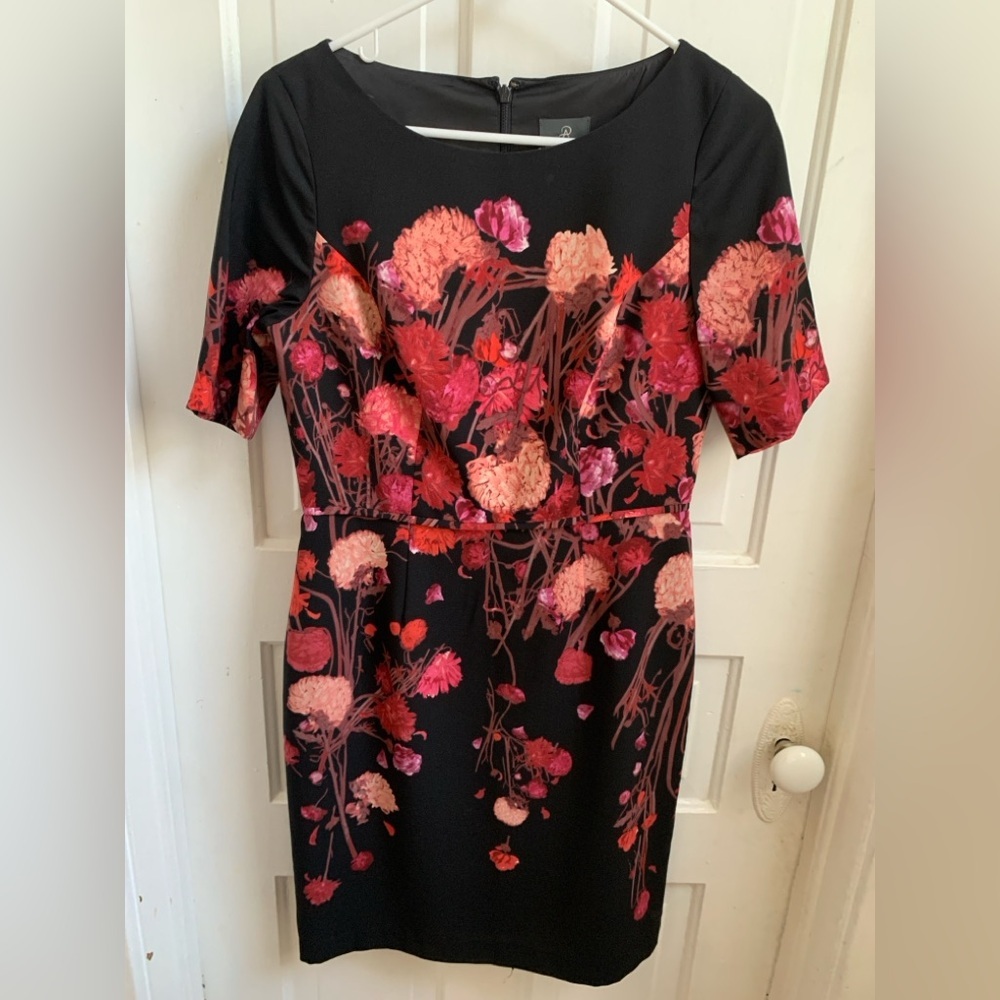 Adrianna Papell Floral Sheath Dress Size 6 Office Business Casual Party